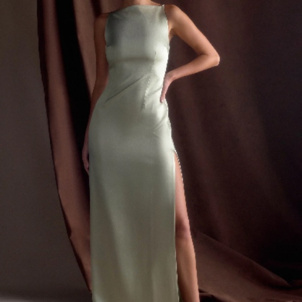 Meshki Satin Formal Dress in Sage - Picture 5 of 7